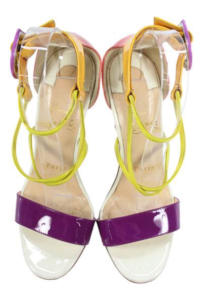 Christian Louboutin Womens Stiletto Colorblock Patent Leather Choca Sandals Mult