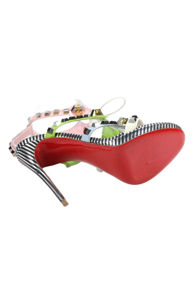 Christian Louboutin Womens Colorblock Multiplaticool Patent Leather Studded Sand