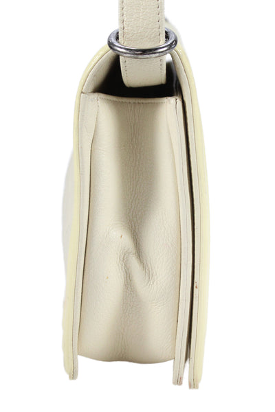Chanel Womens Chain Strap Quilted Lambskin CC Flap Boy Bag Handbag White