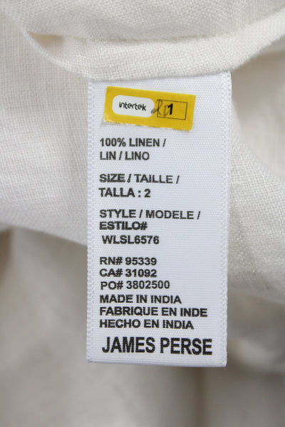 James Perse Womens Kaftan Linen Midi Dress White Long Sleeve Size 2