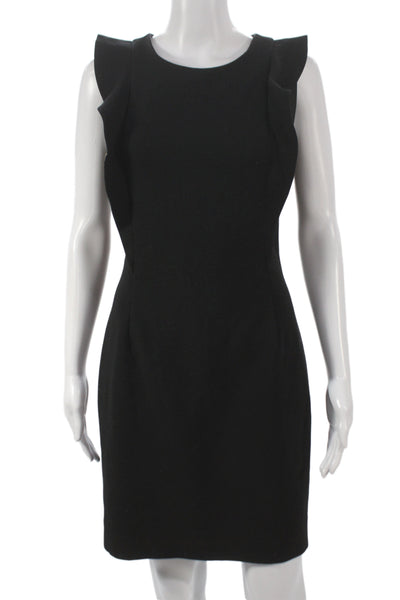 Sandro Women Sheath Dress Black Sleeveless Round Neck Zip Short Cotton Size 1