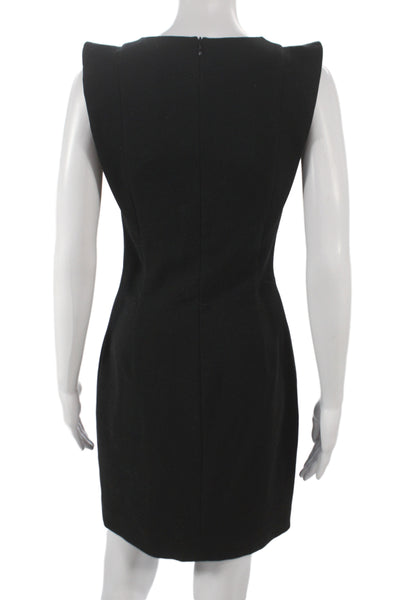 Sandro Women Sheath Dress Black Sleeveless Round Neck Zip Short Cotton Size 1