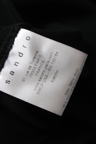 Sandro Women Sheath Dress Black Sleeveless Round Neck Zip Short Cotton Size 1