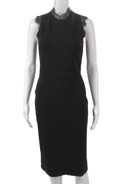 Amanda Uprichard Womens Sheath Dress Black Mock Neck Sleeveless Mid-Calf Size S