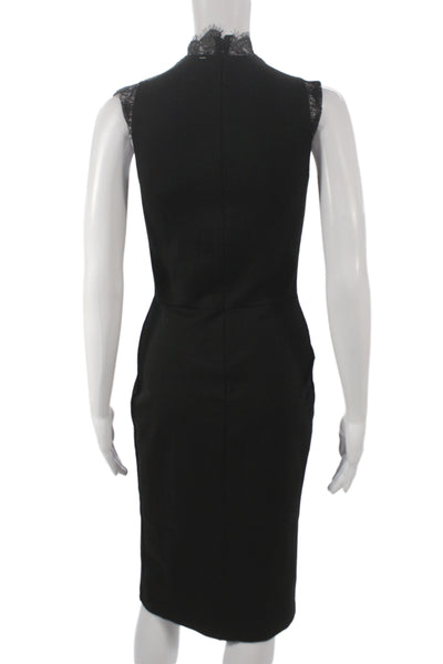 Amanda Uprichard Womens Sheath Dress Black Mock Neck Sleeveless Mid-Calf Size S