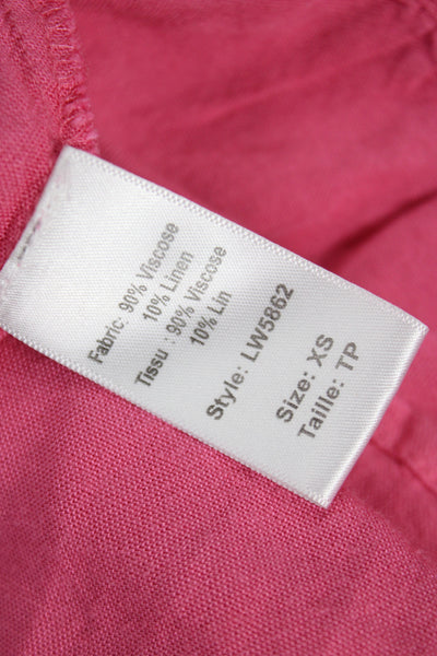 Elan Women Shirt Dress Pink V Neck Button Short Sleeve Long Size XS