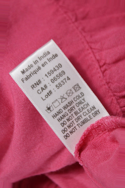 Elan Women Shirt Dress Pink V Neck Button Short Sleeve Long Size XS