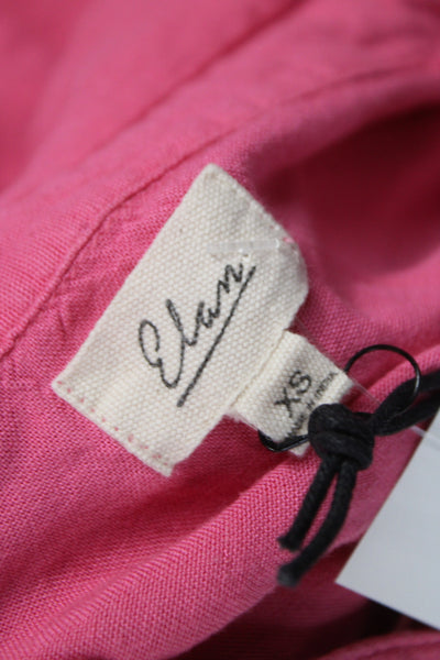 Elan Women Shirt Dress Pink V Neck Button Short Sleeve Long Size XS