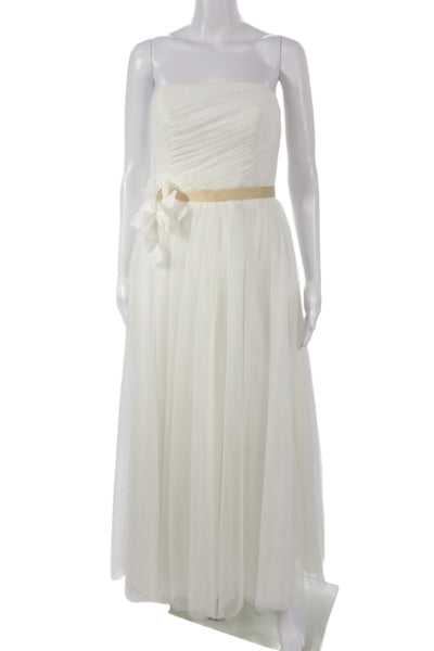 Alfred Angelo Womens A-Line Maxi Dress White Sleeveless Button Polyester Size 4