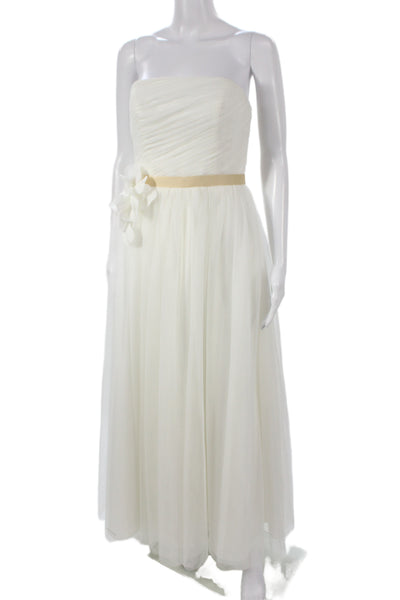 Alfred Angelo Womens A-Line Maxi Dress White Sleeveless Button Polyester Size 4