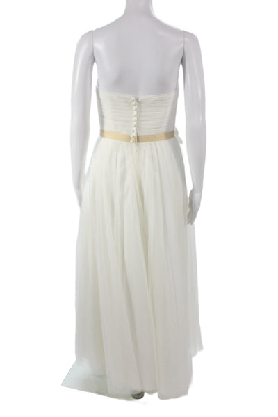 Alfred Angelo Womens A-Line Maxi Dress White Sleeveless Button Polyester Size 4