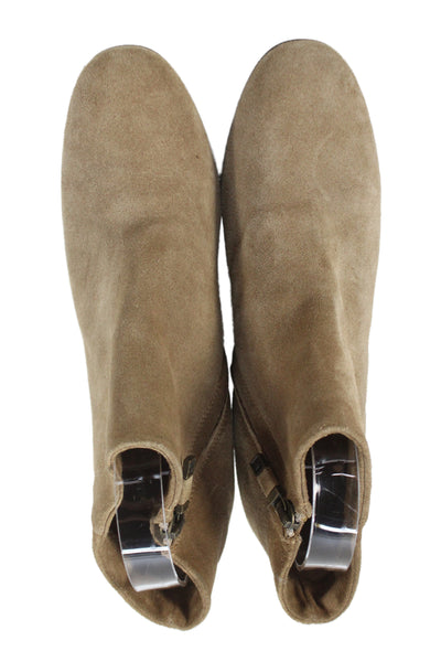 Alberto Fermani Womens Side Zip Block Heel Suede Ankle Booties Brown Size 38.5