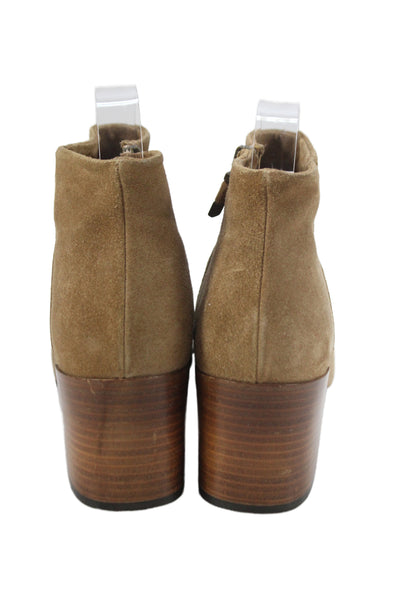 Alberto Fermani Womens Side Zip Block Heel Suede Ankle Booties Brown Size 38.5