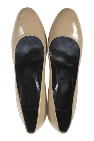 Pierre Hardy Womens Slip On Block Heel Patent Leather Pumps Brown Size 41