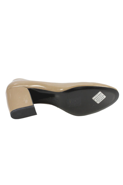 Pierre Hardy Womens Slip On Block Heel Patent Leather Pumps Brown Size 41