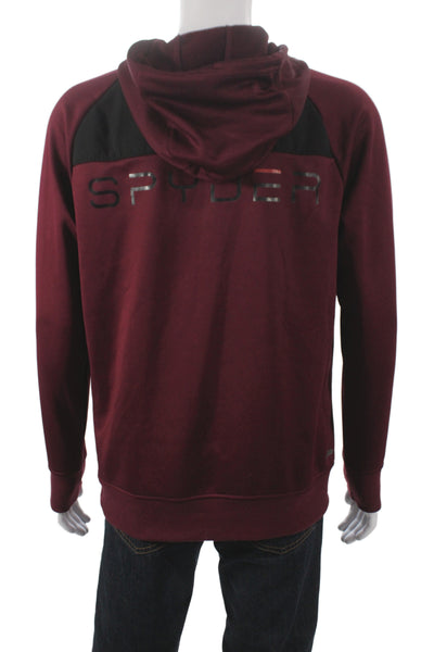 Spyder Mens Pullover Hoodie Red Polyester Drawstring Long Sleeve Size M
