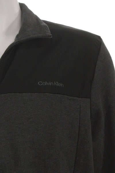 Calvin Klein Mens Windbreaker Dark Gray Collared Zip Long Sleeve Size M