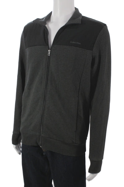 Calvin Klein Mens Windbreaker Dark Gray Collared Zip Long Sleeve Size M
