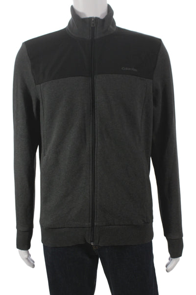 Calvin Klein Mens Windbreaker Dark Gray Collared Zip Long Sleeve Size M