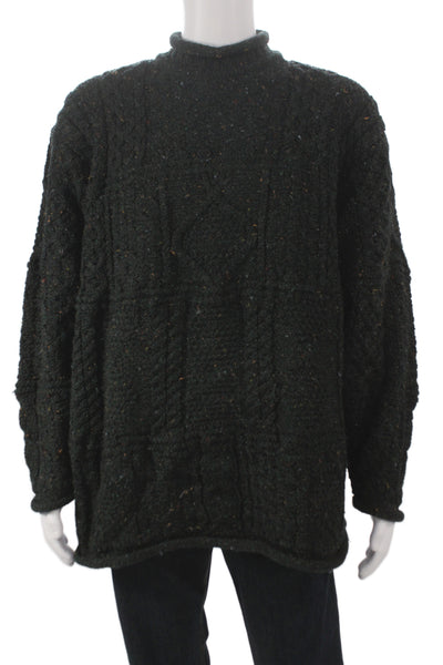 Blarney Woolen Mills Mens Pullover Dark Gray Wool Mock Neck Long Sleeve Size XL
