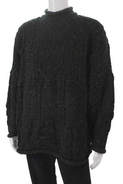 Blarney Woolen Mills Mens Pullover Dark Gray Wool Mock Neck Long Sleeve Size XL