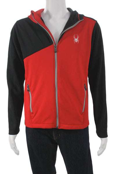 Spyder Mens Windbreaker Red High Neck Zip 100% Polyester Size S