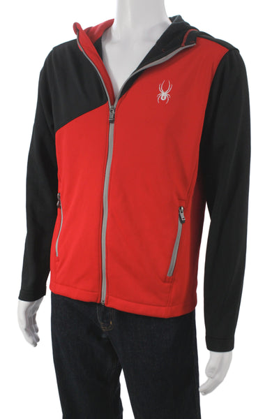 Spyder Mens Windbreaker Red High Neck Zip 100% Polyester Size S