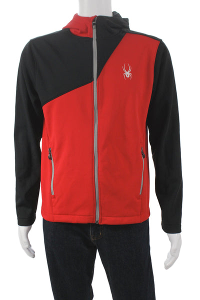 Spyder Mens Windbreaker Red High Neck Zip 100% Polyester Size S