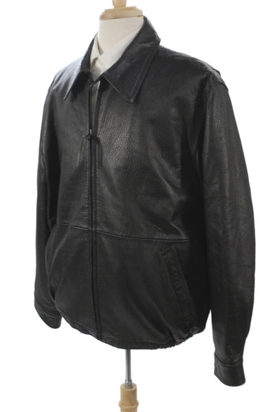 Colebrook Mens Bomber Jacket Leather Black Zip Classic Size XL