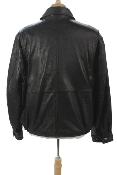 Colebrook Mens Bomber Jacket Leather Black Zip Classic Size XL