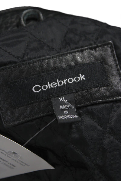 Colebrook Mens Bomber Jacket Leather Black Zip Classic Size XL