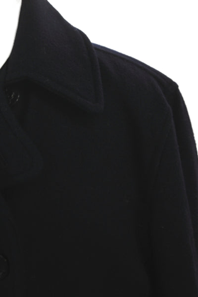 Aberdeen and Skye Mens Pea Coat Blue Wool Blend Button Size L