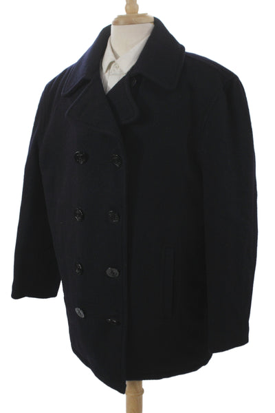 Aberdeen and Skye Mens Pea Coat Blue Wool Blend Button Size L