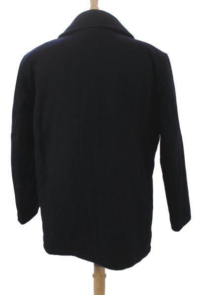 Aberdeen and Skye Mens Pea Coat Blue Wool Blend Button Size L