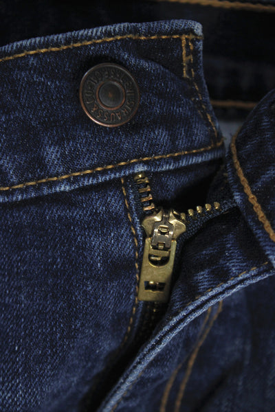Levi's Womens Dark Blue Straight Jeans Denim Button Fly Size 32