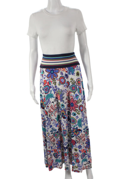 Milly Womens Maxi Flare Skirt Floral Multi-Color Rayon Spandex Size S