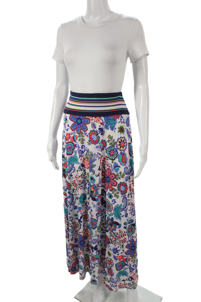 Milly Womens Maxi Flare Skirt Floral Multi-Color Rayon Spandex Size S