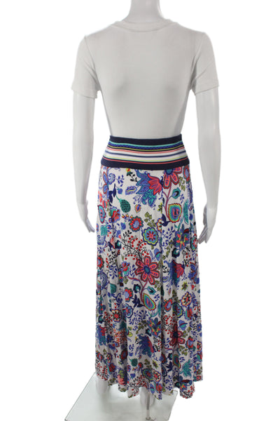 Milly Womens Maxi Flare Skirt Floral Multi-Color Rayon Spandex Size S