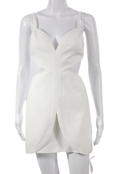 Alexis Womens Bodycon Mini Dress White Button Sleeveless Size XS