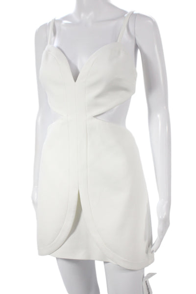 Alexis Womens Bodycon Mini Dress White Button Sleeveless Size XS