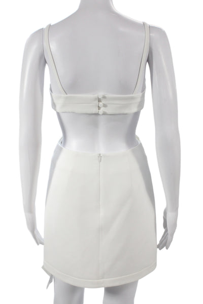 Alexis Womens Bodycon Mini Dress White Button Sleeveless Size XS