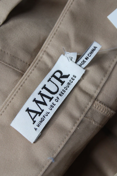 AMUR Women Cropped Khakis Beige Floral Cotton Zip Inseam 26 Size 00