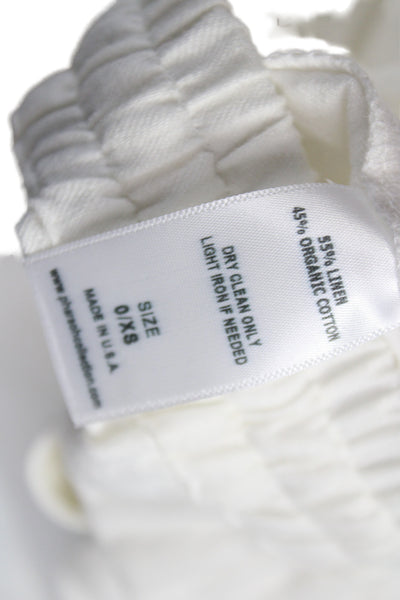 Pharaoh Women Cropped Jogger Pants White Drawstring Linen Cotton Size XS
