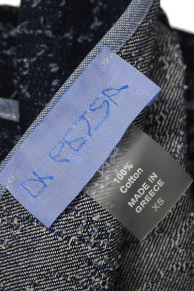 Di Petsa Women Blue Flecked Cotton Halter Set Sleeveless Jeans Size S