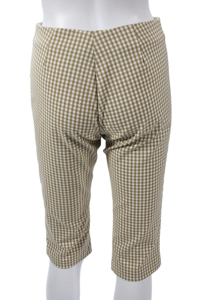 Zara Women 2 Piece Check Collared Drawstring Shorts Tan Size S