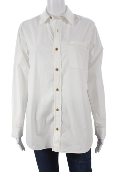 Re/Done Womens 90s White Cotton Collared Button Up Long Sleeve Top Size XS