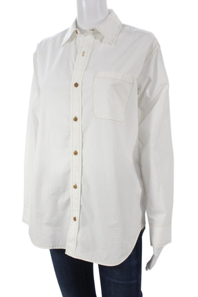 Re/Done Womens 90s White Cotton Collared Button Up Long Sleeve Top Size XS