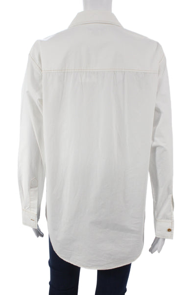 Re/Done Womens 90s White Cotton Collared Button Up Long Sleeve Top Size XS