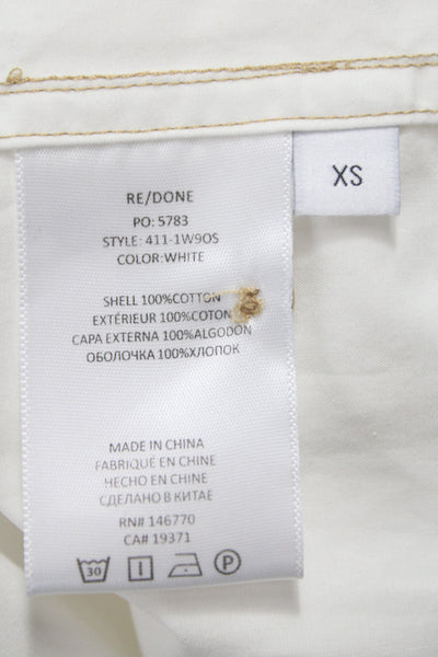 Re/Done Womens 90s White Cotton Collared Button Up Long Sleeve Top Size XS