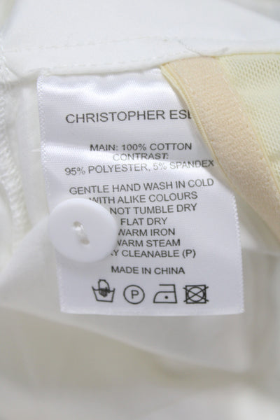 Christopher Esber Womens Cropped Collared Button-Up Long Sleeve White Size 8